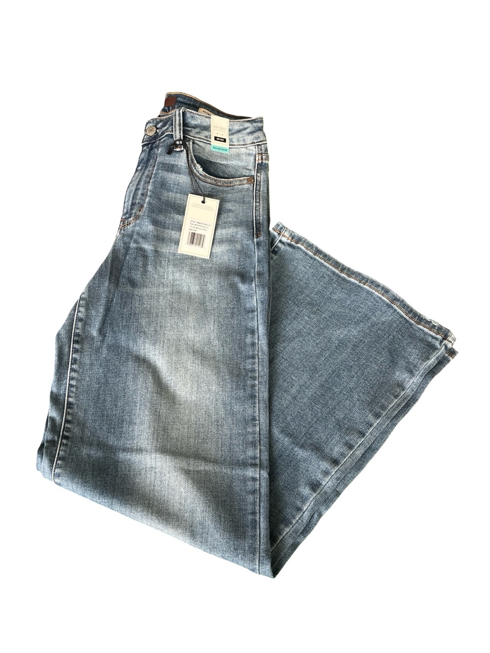 NEW Judy Blue Retro Wide Leg Jeans Med Blue Denim Stretch Womens Size 5 / 27
